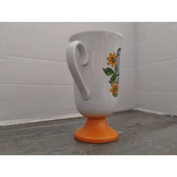 Song Bird Pedestal Mug Irish Coffee Cup FRED ROBERTS Orange - Picture 5 of 7